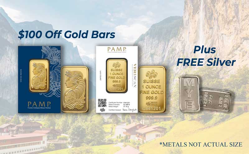 Save $100 on 1 oz PAMP Gold Bars—This Week Only Deal of the week image